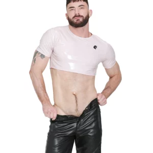 Faux Leather Muscle Crop Top