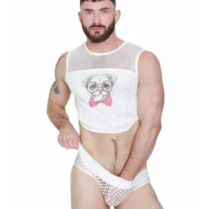 Pink Pug Cropped Muscle Tank Top